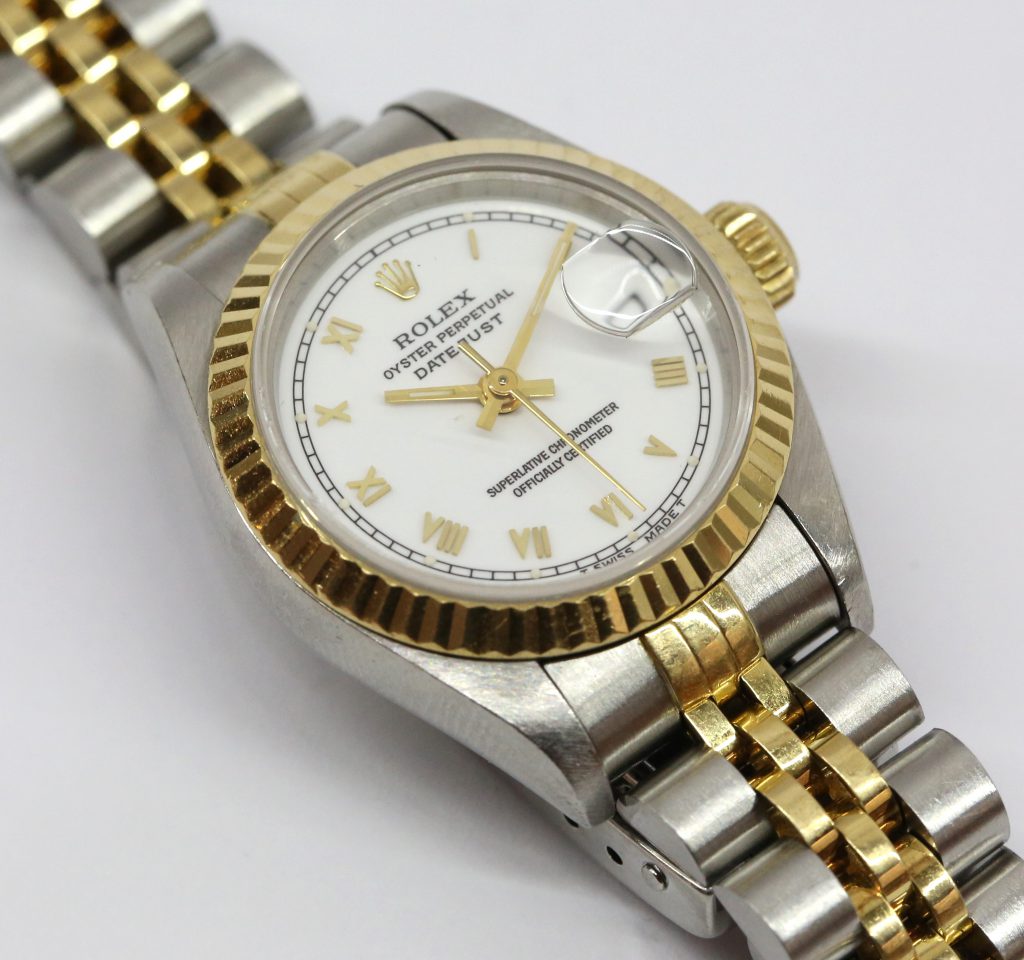 Rolex Datejust 26mm 18ct Yelow Gold & Stainless Steel, White Roman Dial ...