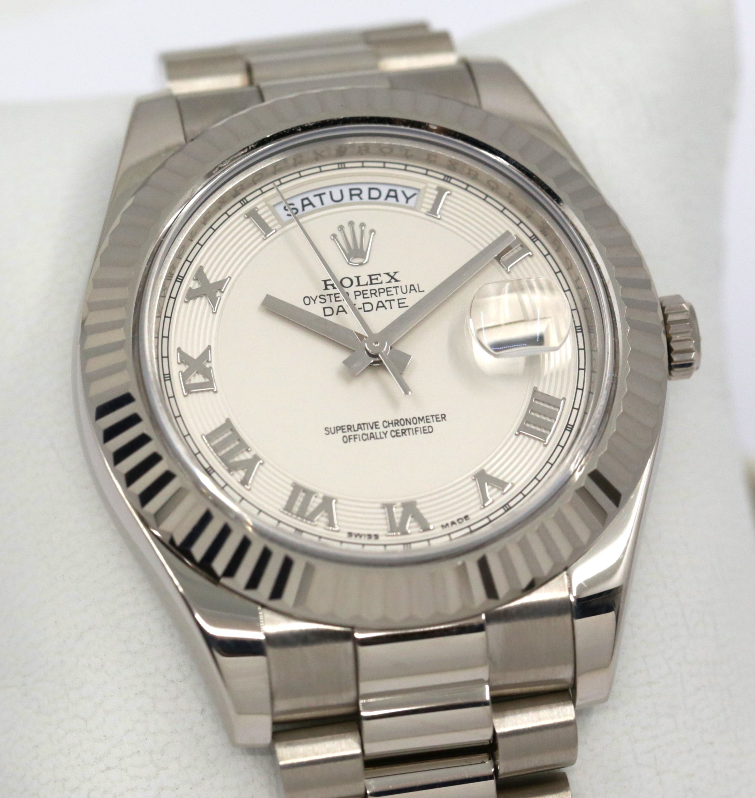 Rolex Oyster Perpetual Day Date II in 18ct White Gold, Ivory Roman Dial ...